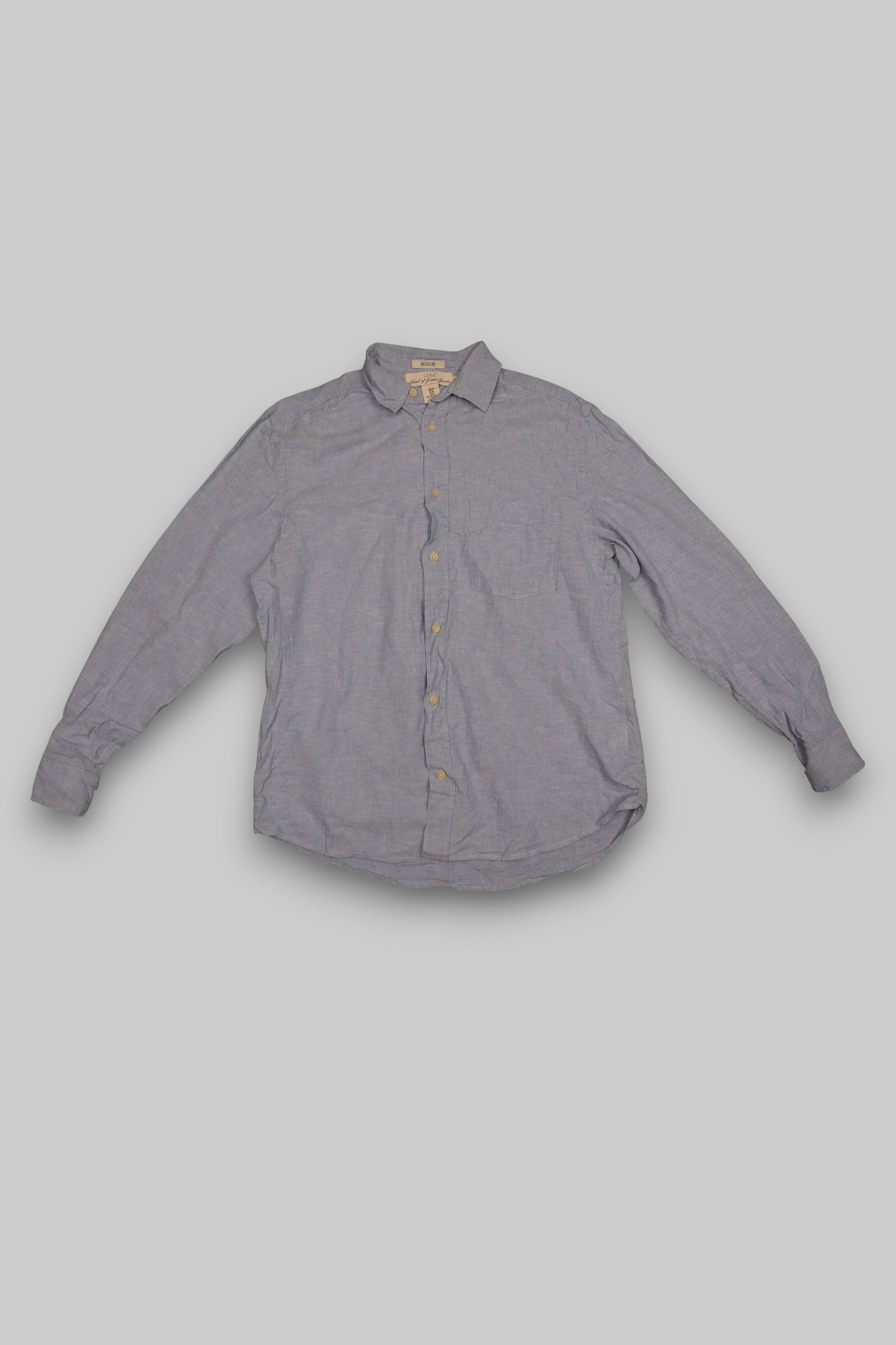H&M L.O.G.G. Men’s Light Blue Chambray Cotton-Linen Shirt – Regular Fit (Size M)