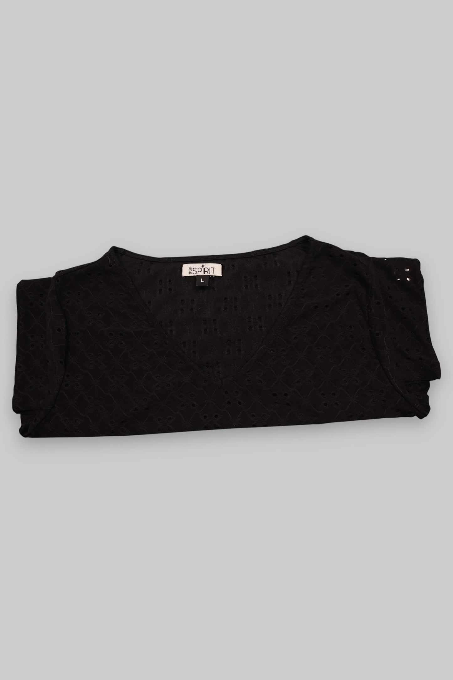 iSPIRIT Black Embroidered Short-Sleeve Blouse –