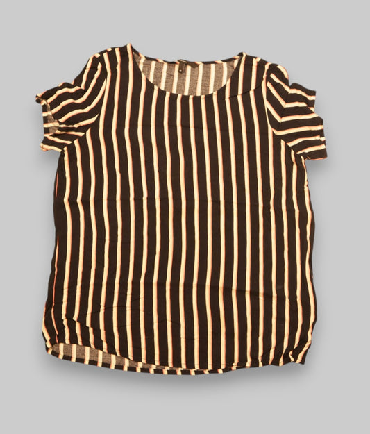 Upper Class Black & Beige Striped Blouse