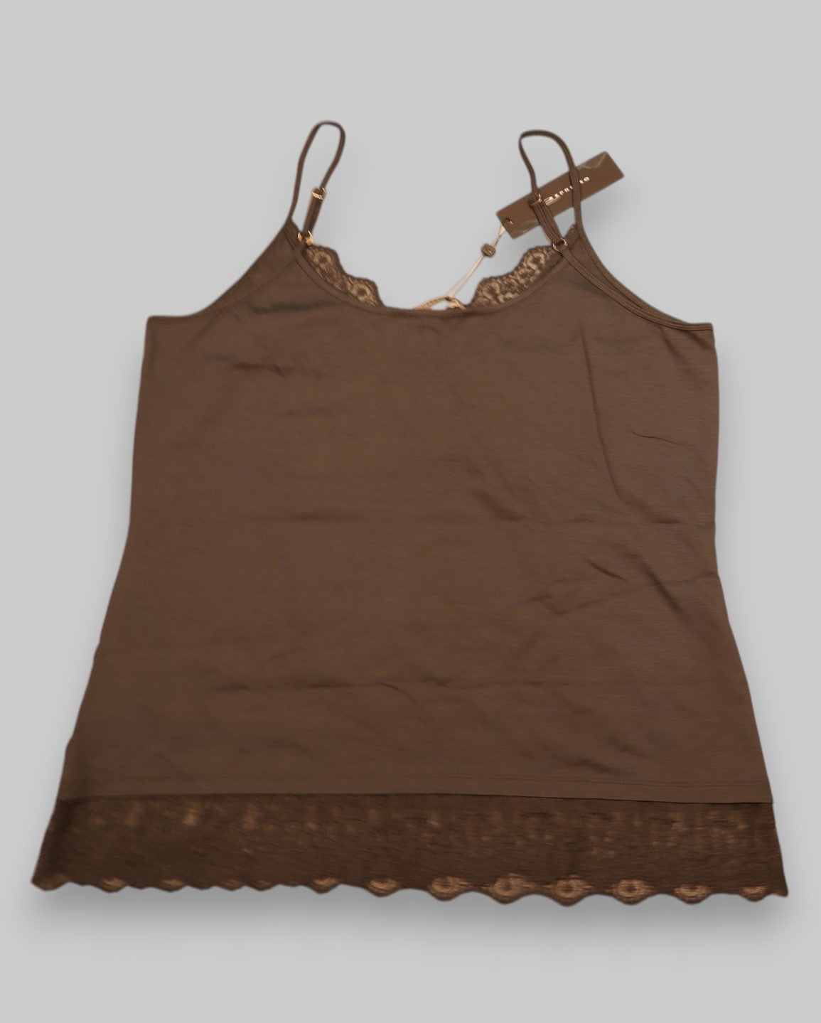 Chocolate Brown Lace-Trim Camisole – Expresssoffashion