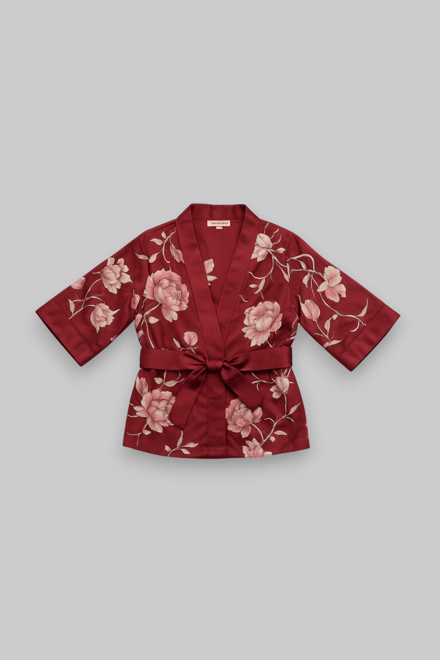 Hunkemöller x Ann-Kathrin Götze Deep Burgundy Floral Satin Kimono Robe – Size L