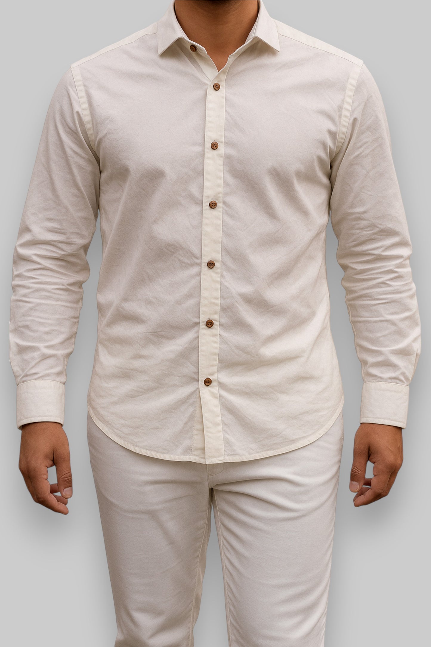 Cavallaro Napoli Men’s Doppio Ritorto Dress Shirt – Off-White / Cream