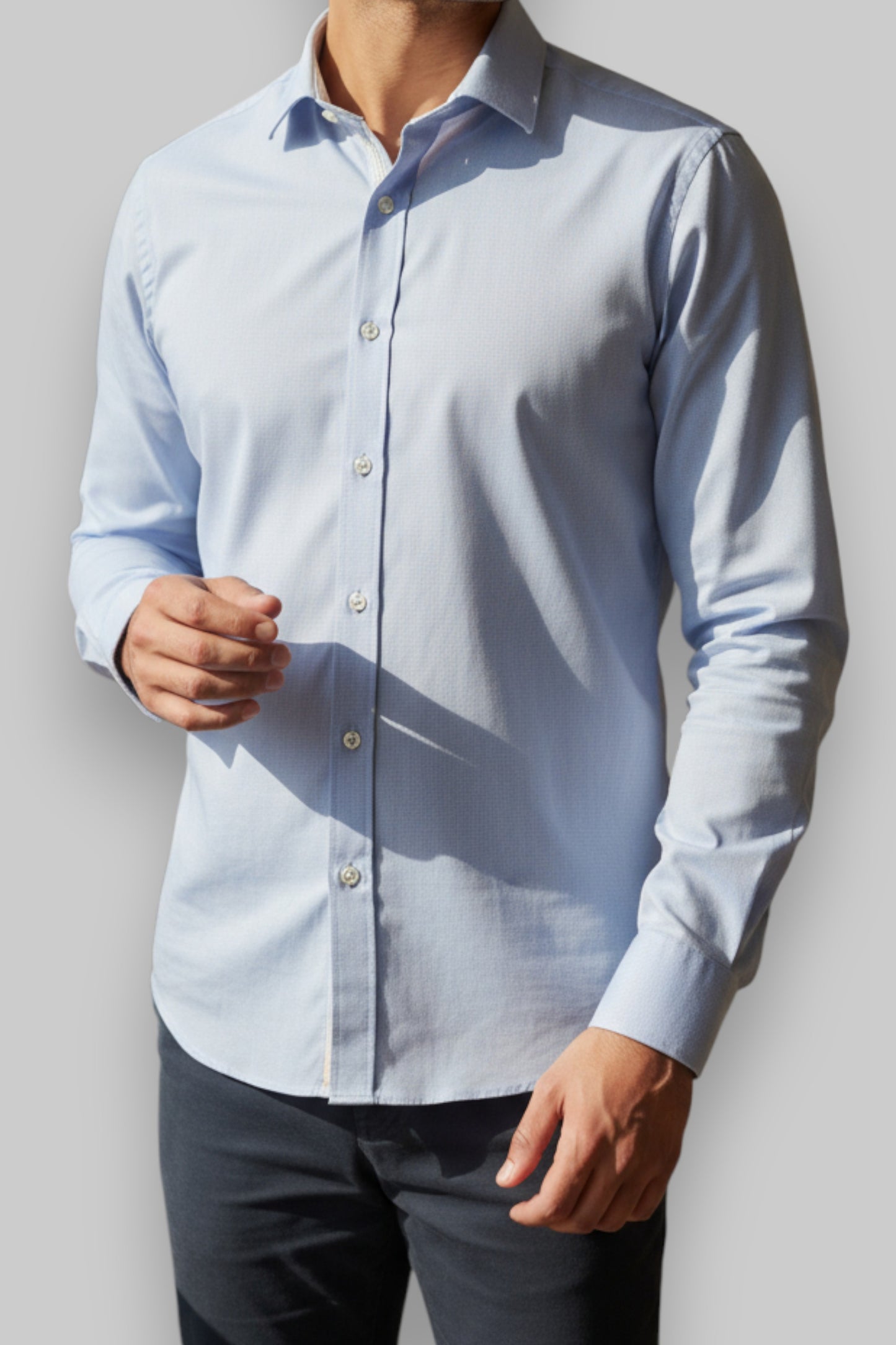 Cavallaro Napoli Men’s Long-Sleeve Dress Shirt – Light Purple Micro-Check