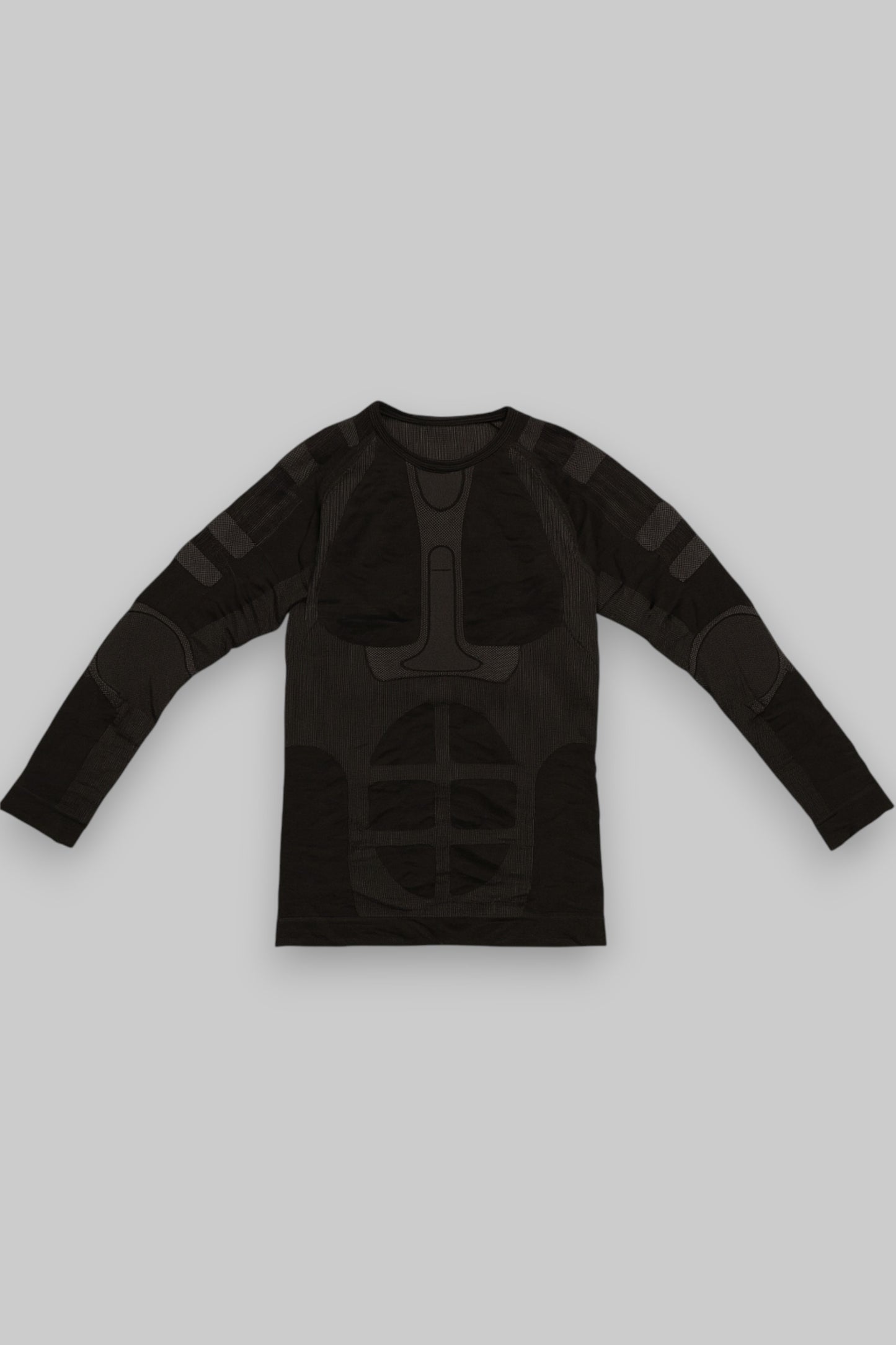 Men’s Compression Long-Sleeve Base Layer – Matte Black with Dark Grey Accents