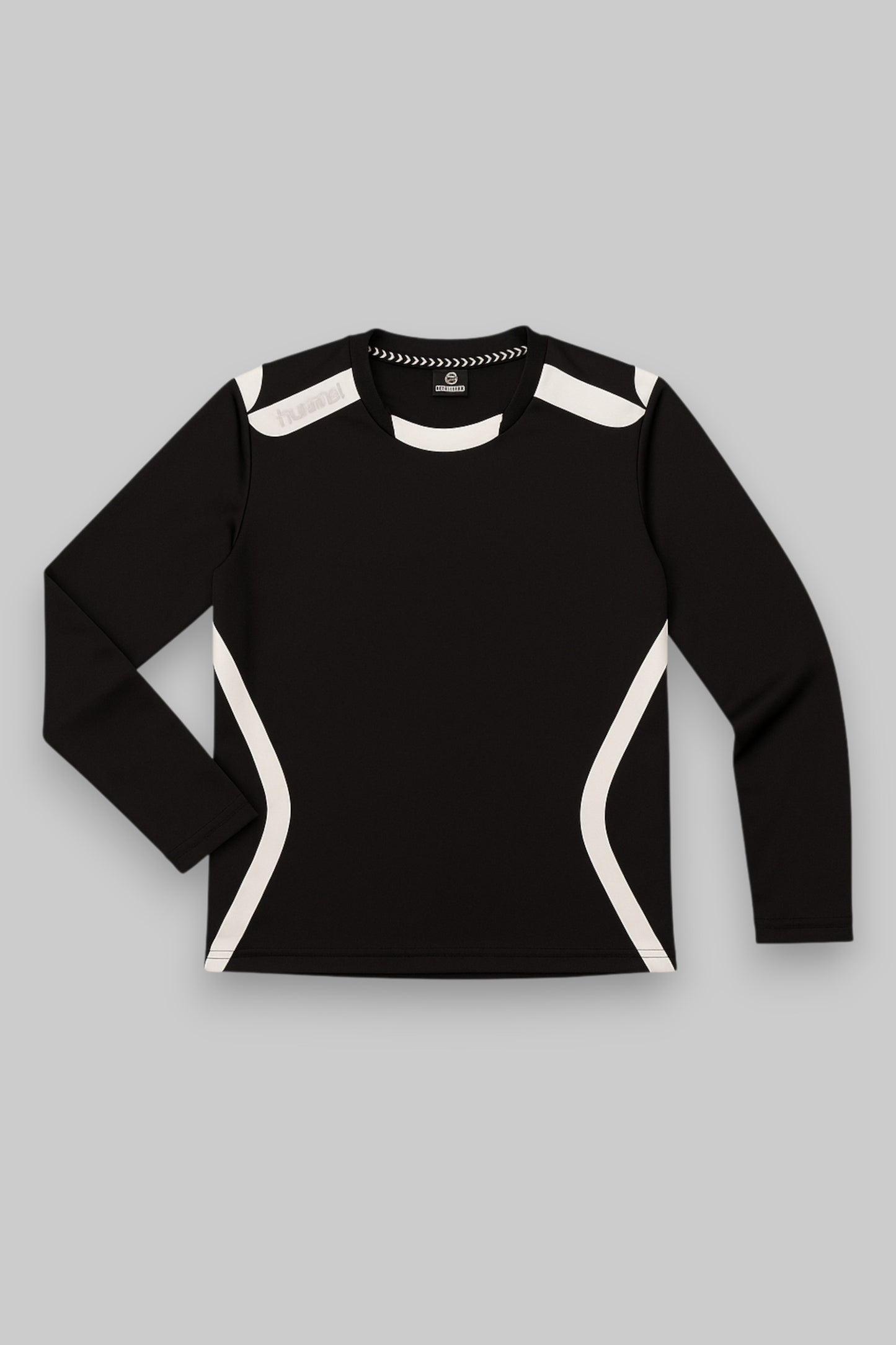 Hummel Youth Long-Sleeve Sports Top – Black with White Accents (Size 140)