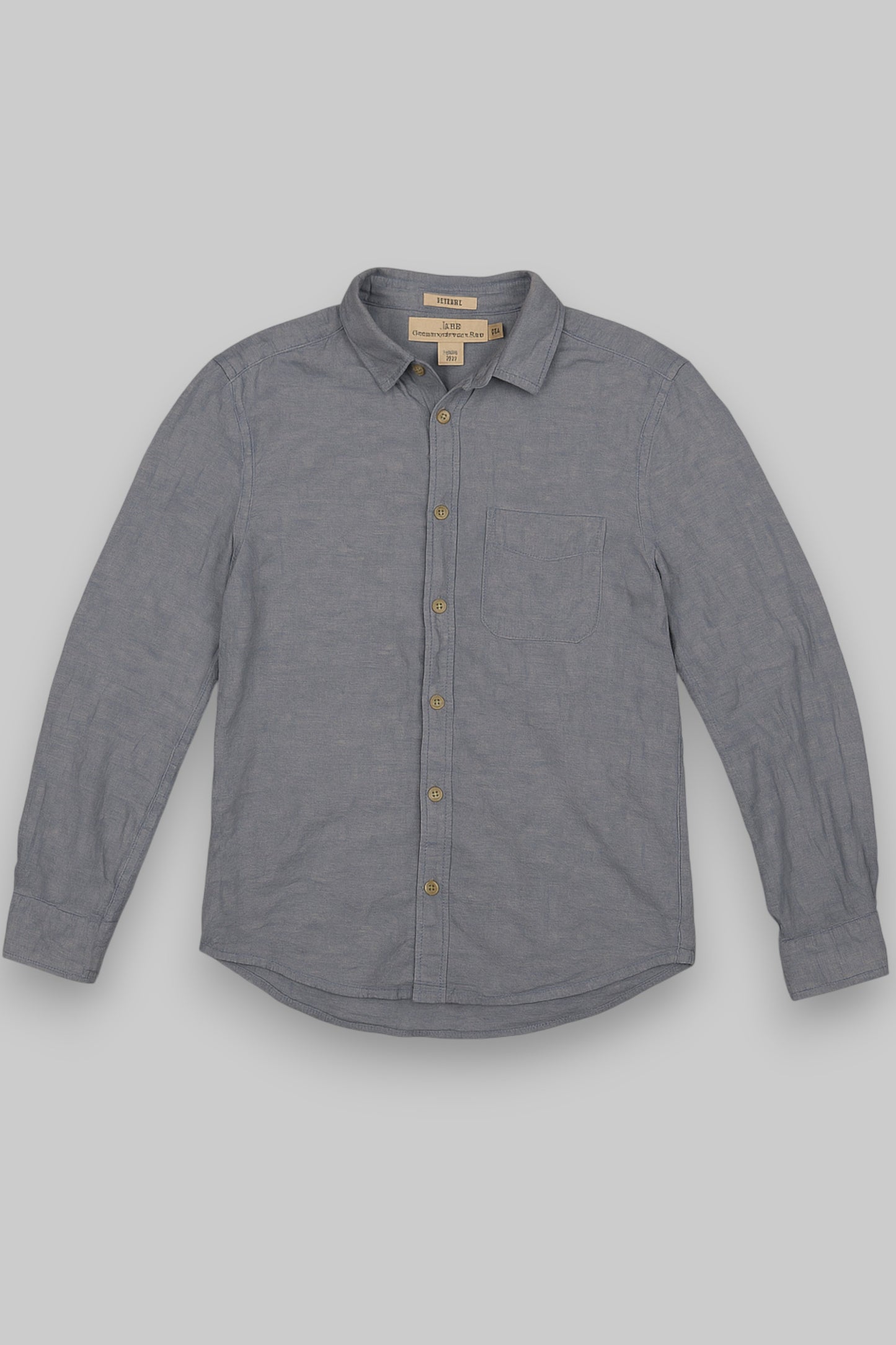 H&amp;M L.O.G.G. Men’s Light Blue Chambray Cotton-Linen Shirt – Regular Fit (Size M)