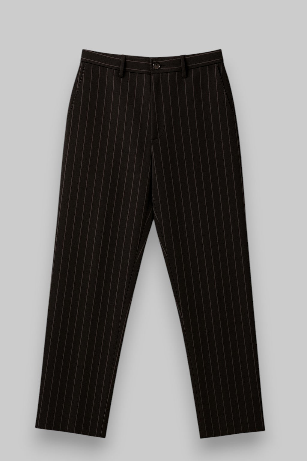 Galladio Men’s Pinstripe Dress Trousers – Black with Grey Stripes