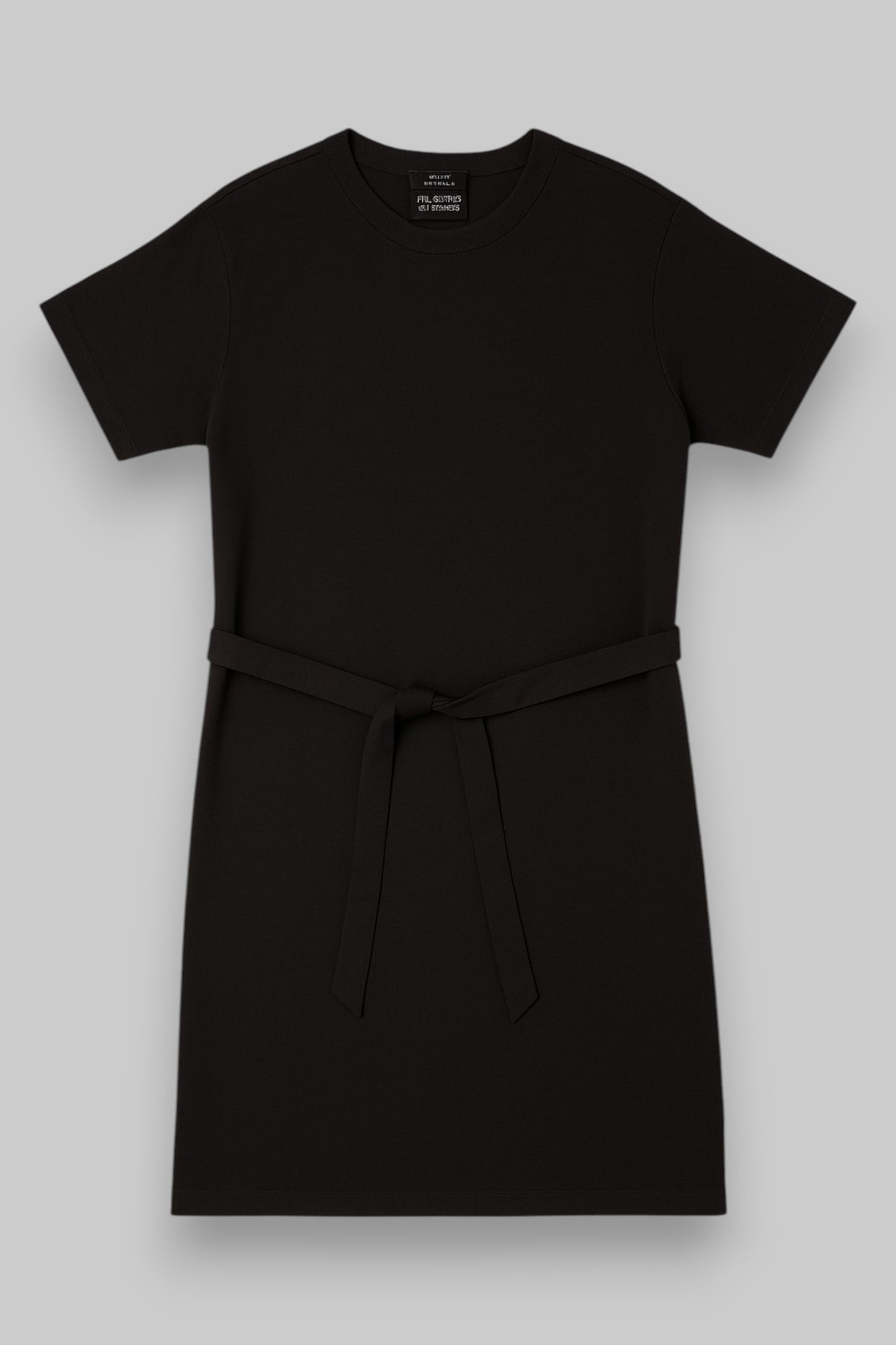 Black T-Shirt Style Belted Dress – Viscose Blend | Minimalist Everyday Look