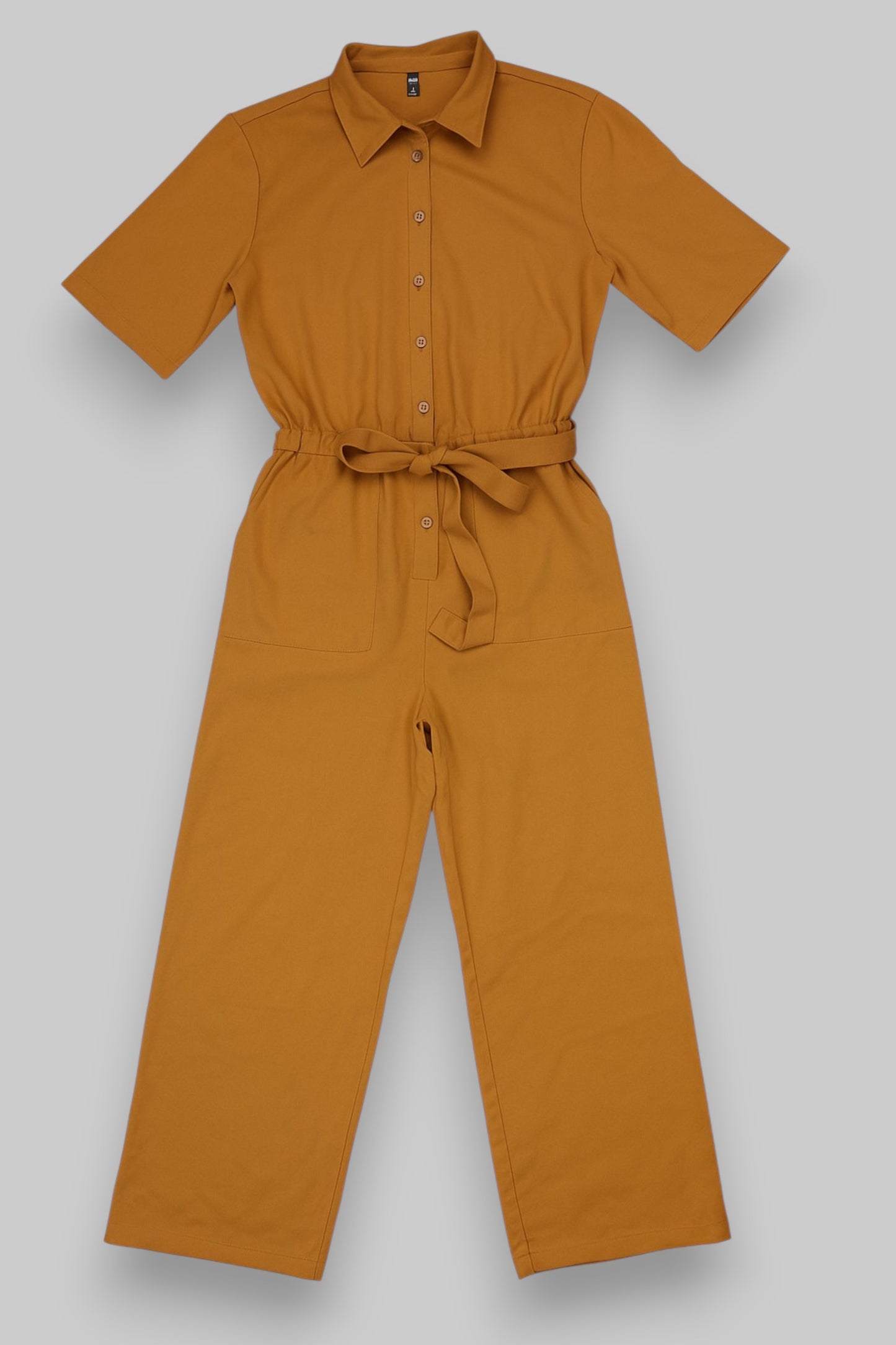 HEMA Mustard Yellow Shirt-Style Jumpsuit – Medium | Clean & Minimalist Fit