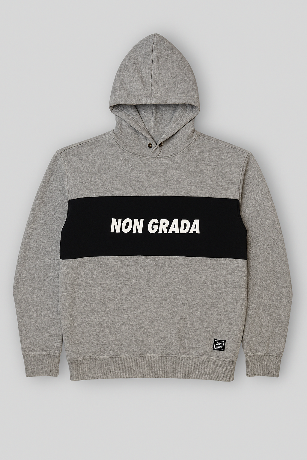Gray “NON GRADA” Hooded Sweatshirt – Statement Front Panel