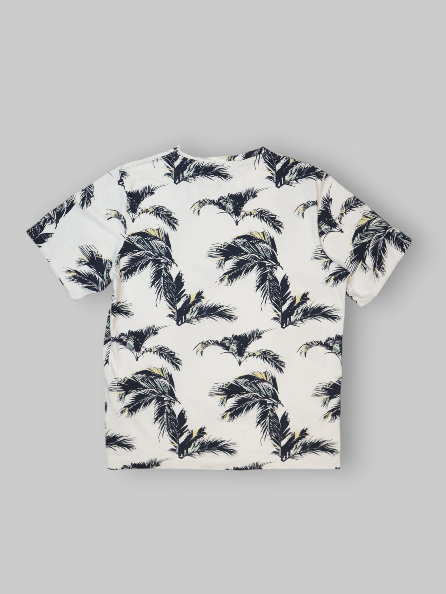 Jack & Jones Originals Tropical Palm Print T-Shirt – White