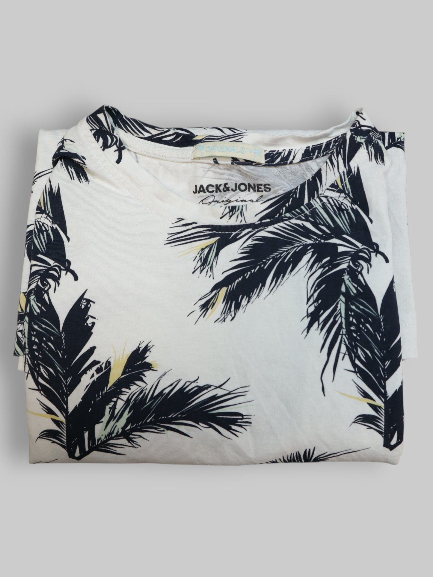 Jack & Jones Originals Tropical Palm Print T-Shirt – White