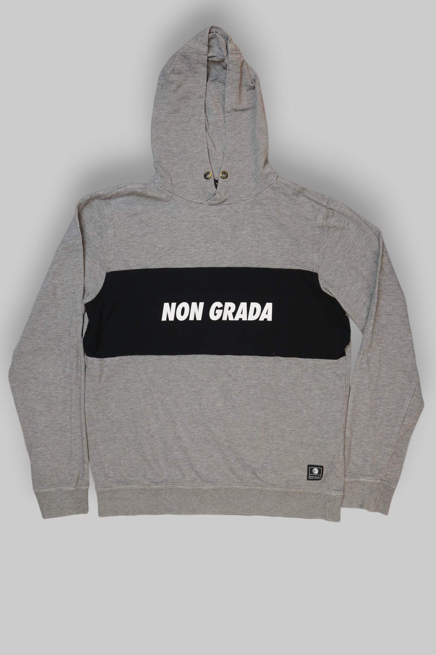 Gray “NON GRADA” Hooded Sweatshirt – Statement Front Panel