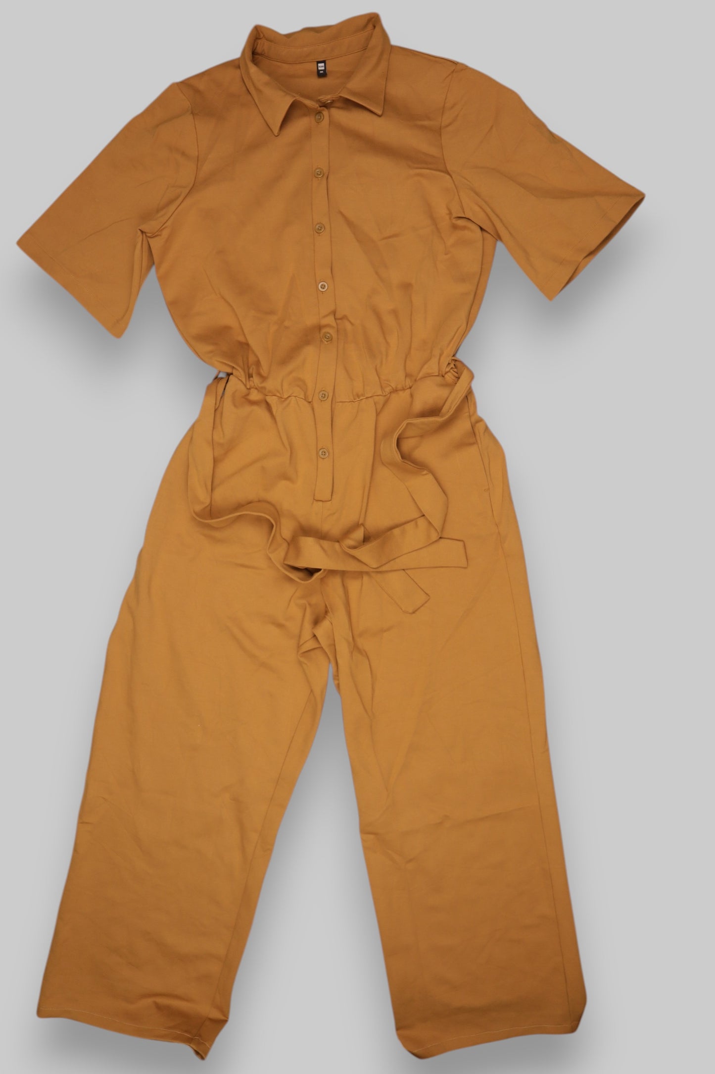 HEMA Mustard Yellow Shirt-Style Jumpsuit – Medium | Clean & Minimalist Fit
