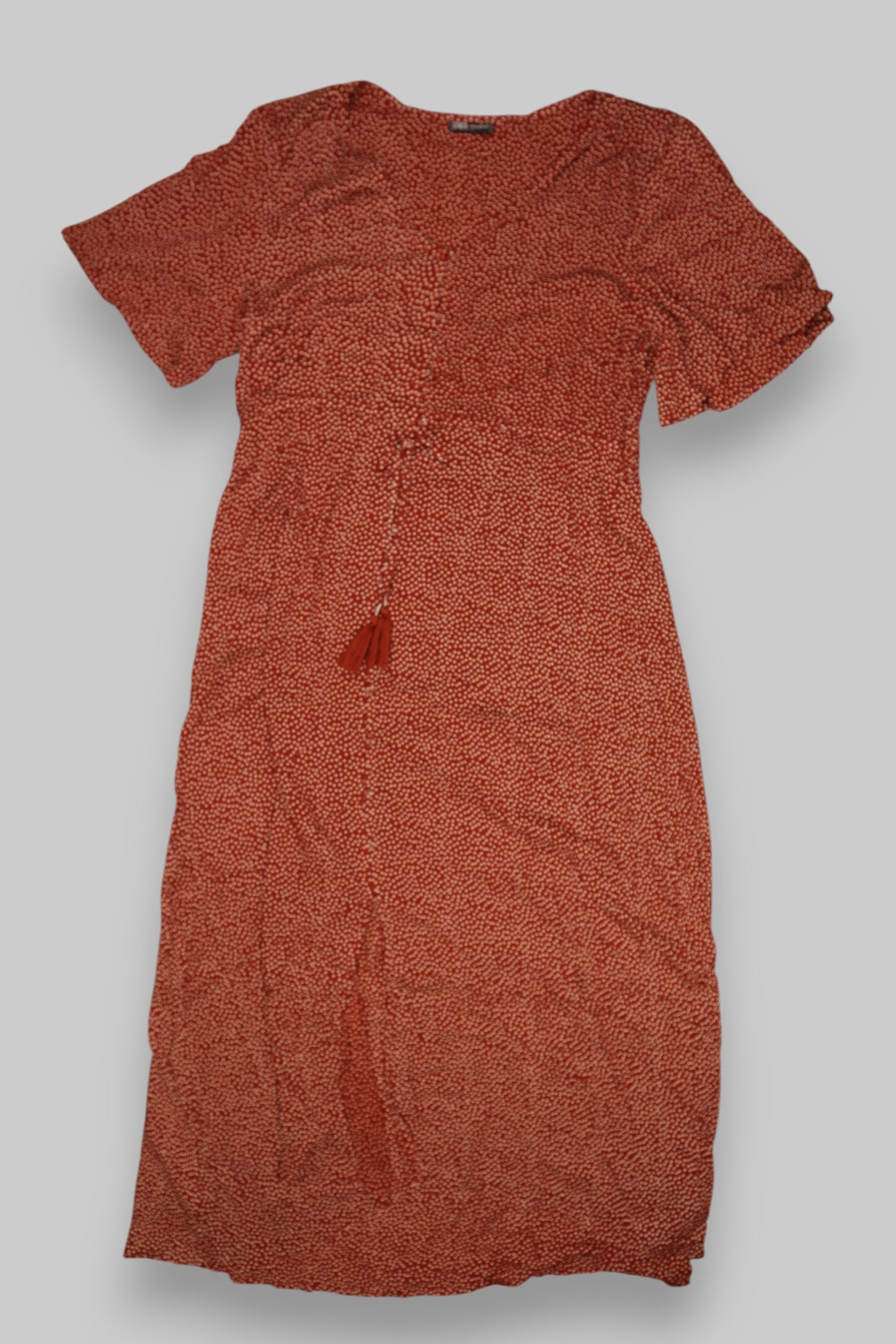 DIDI “Pretty Different” Maxi Dress – Burnt Orange with White Dot Print