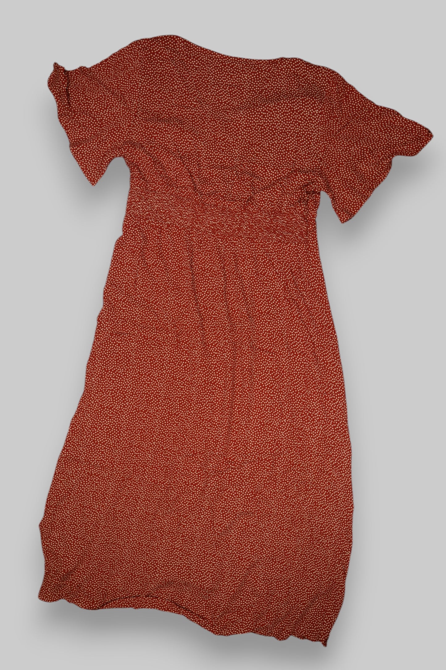 DIDI “Pretty Different” Maxi Dress – Burnt Orange with White Dot Print