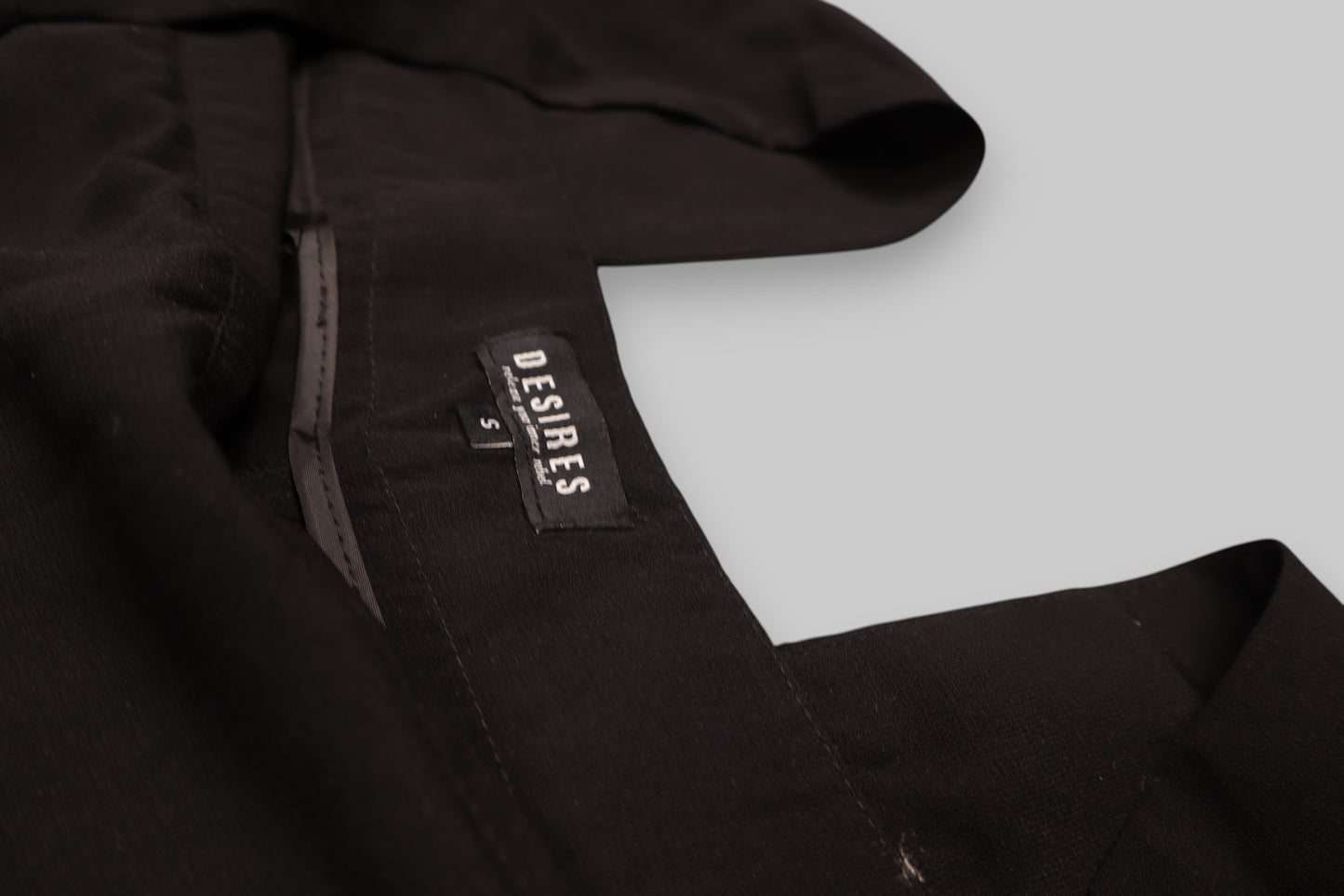 DESIRES Black Wide-Leg Jumpsuit – Minimalist Culotte Overalls (Size S)