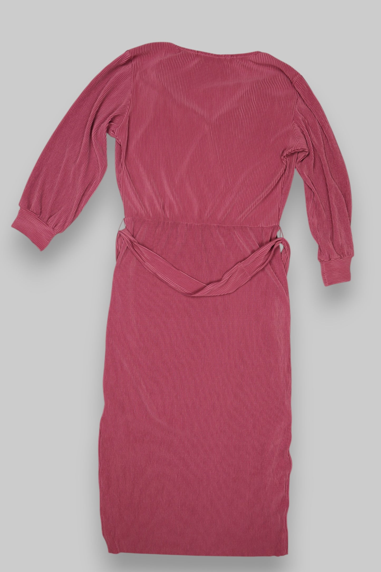 GARCIA Deep Rose Pink Pleated Midi Wrap Dress – Sustainable, Elegant & Feminine