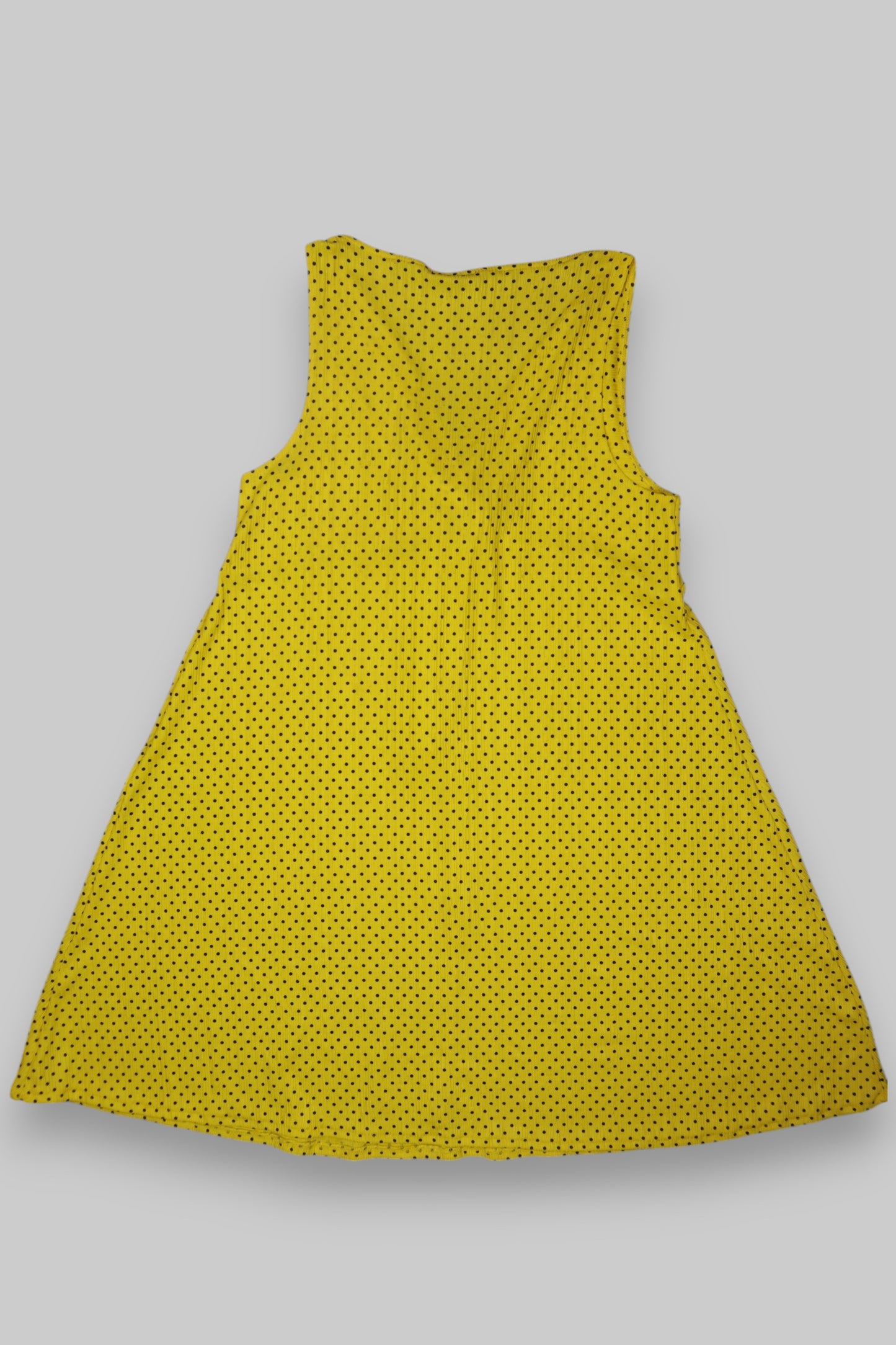 ZARA Yellow Polka Dot Sleeveless Dress – V-Neck Wrap Style, A-Line, Front Tie
