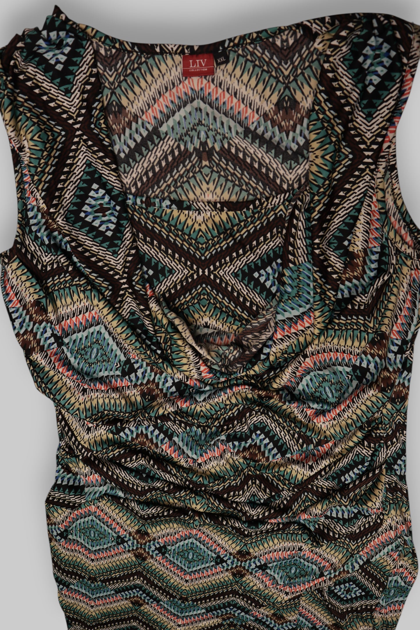 LIV Collection Sleeveless Geometric Print Dress – Tribal Pattern, V-Neck, XXL