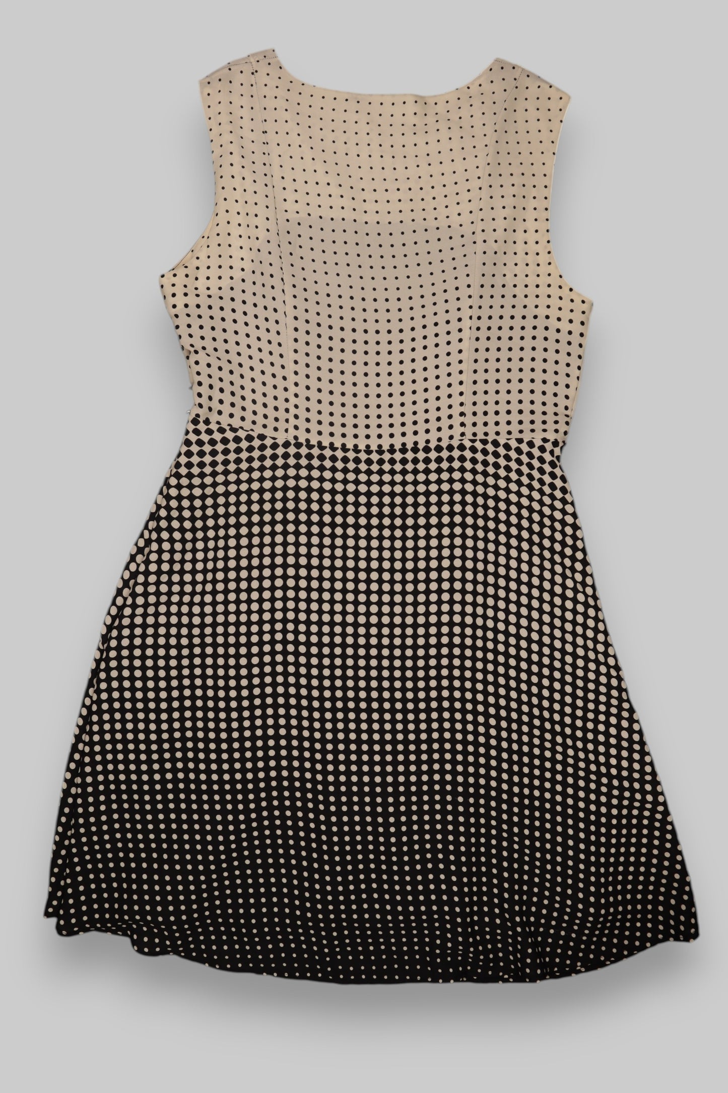 Promiss Sleeveless Ombre Polka Dot Dress – Ivory to Black Gradient, A-Line, Size 40