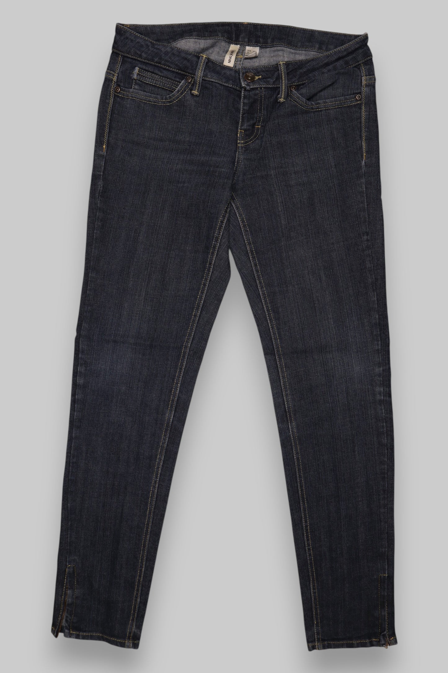 MNG (Mango) Skinny Jeans with Ankle Slits – Dark Indigo Wash