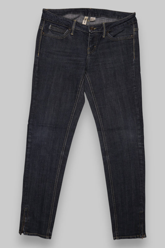 MNG (Mango) Skinny Jeans with Ankle Slits – Dark Indigo Wash