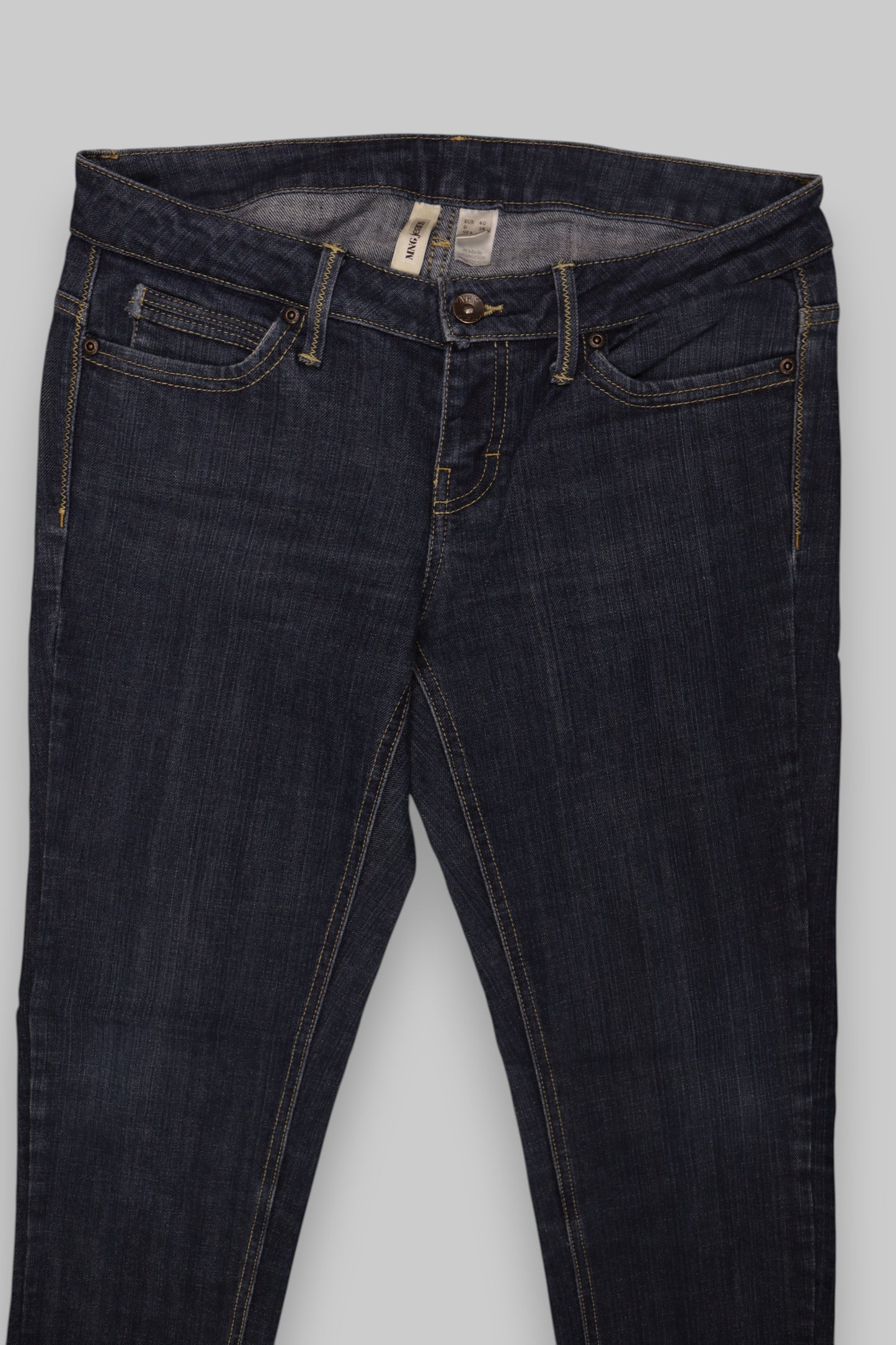 MNG (Mango) Skinny Jeans with Ankle Slits – Dark Indigo Wash