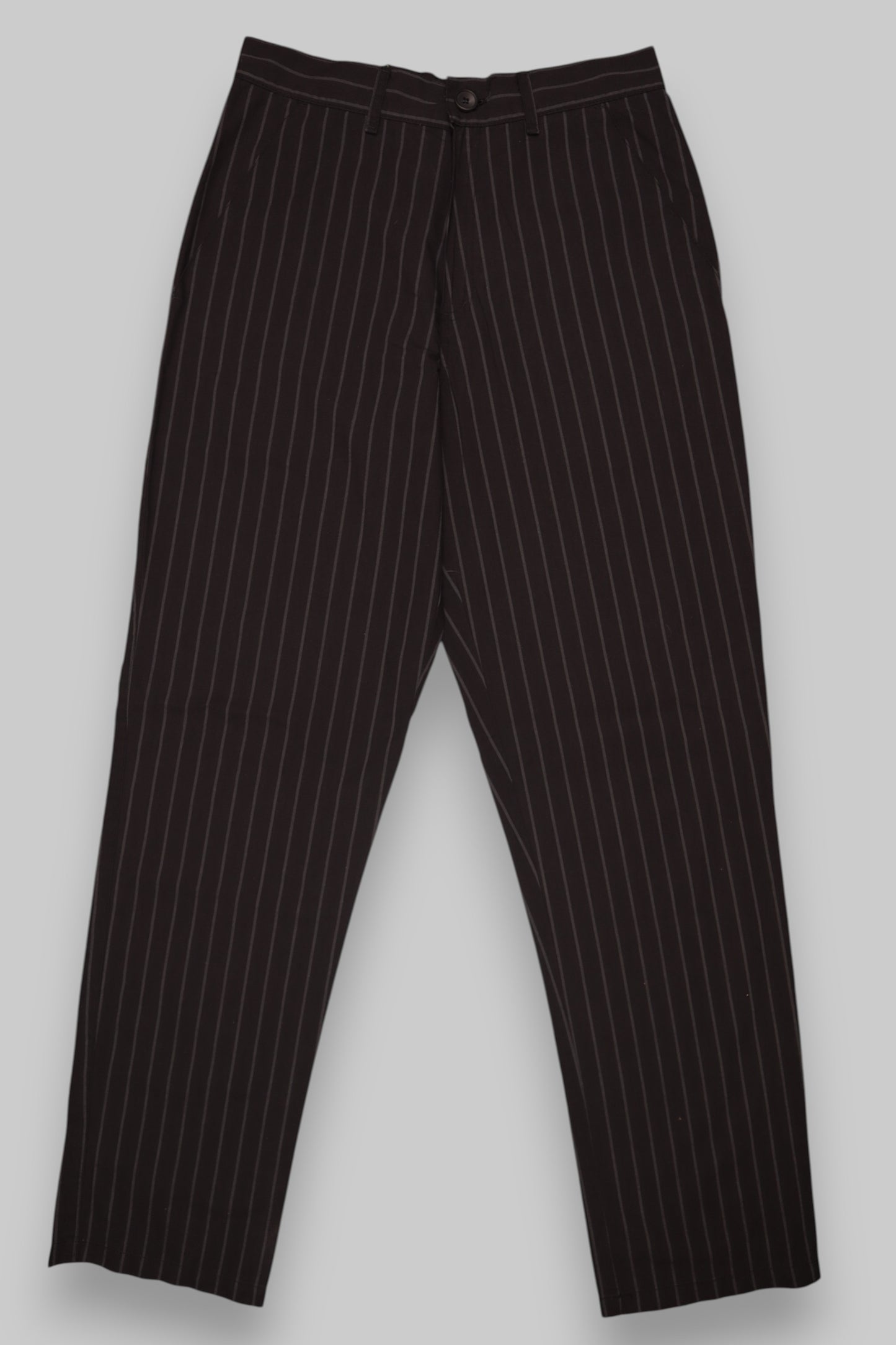 Galladio Men’s Pinstripe Dress Trousers – Black with Grey Stripes