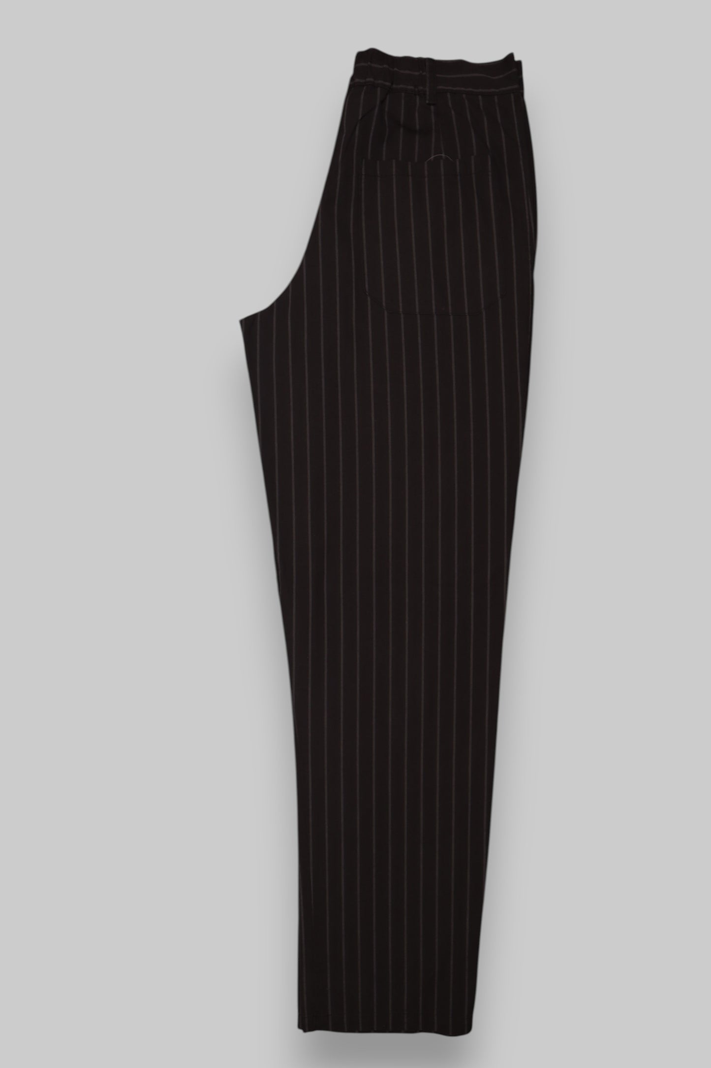 Galladio Men’s Pinstripe Dress Trousers – Black with Grey Stripes