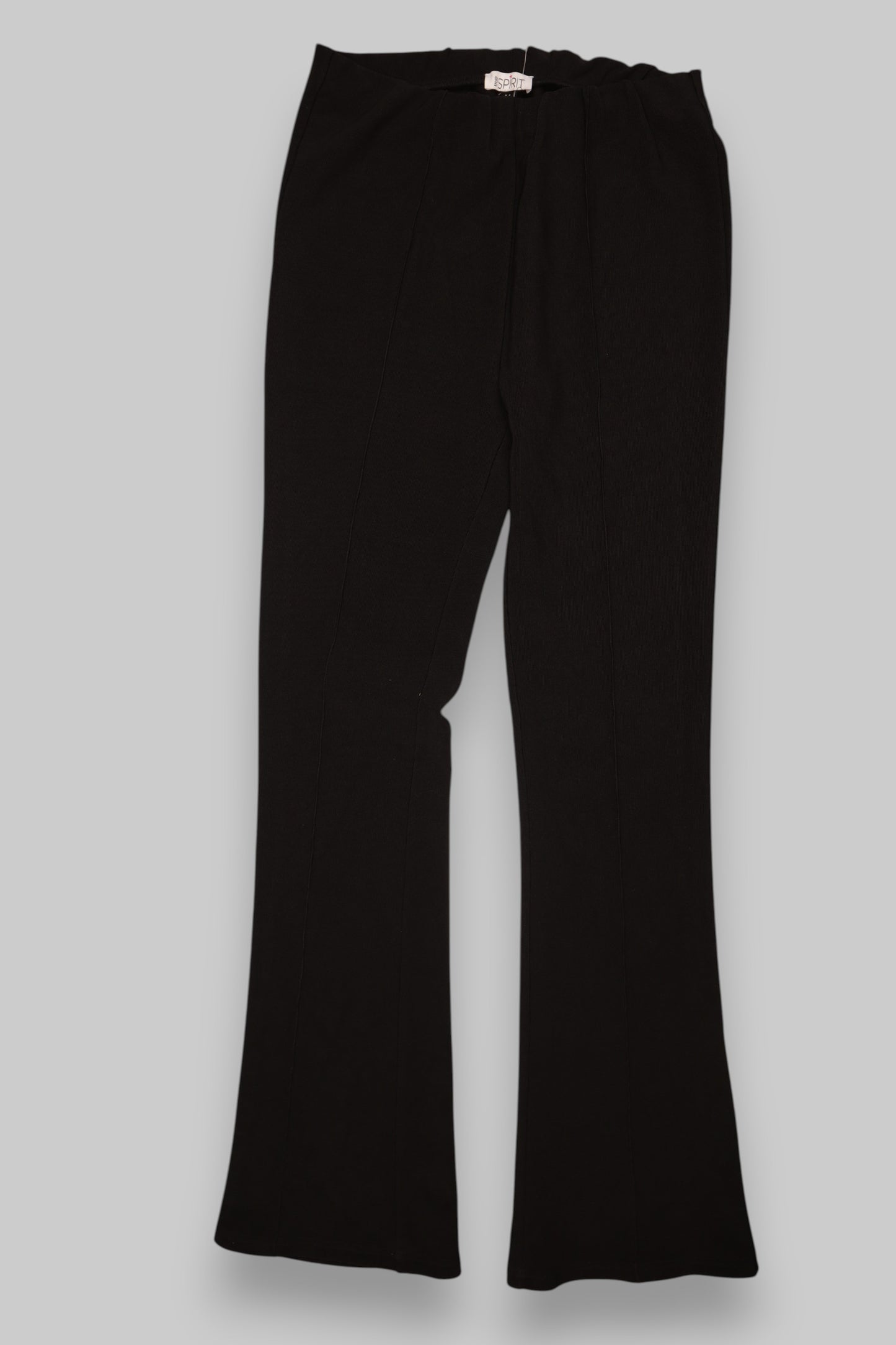 Esprit Women’s Black Pull-On Flared Trousers – Elastic Waist, Stretch Fabric