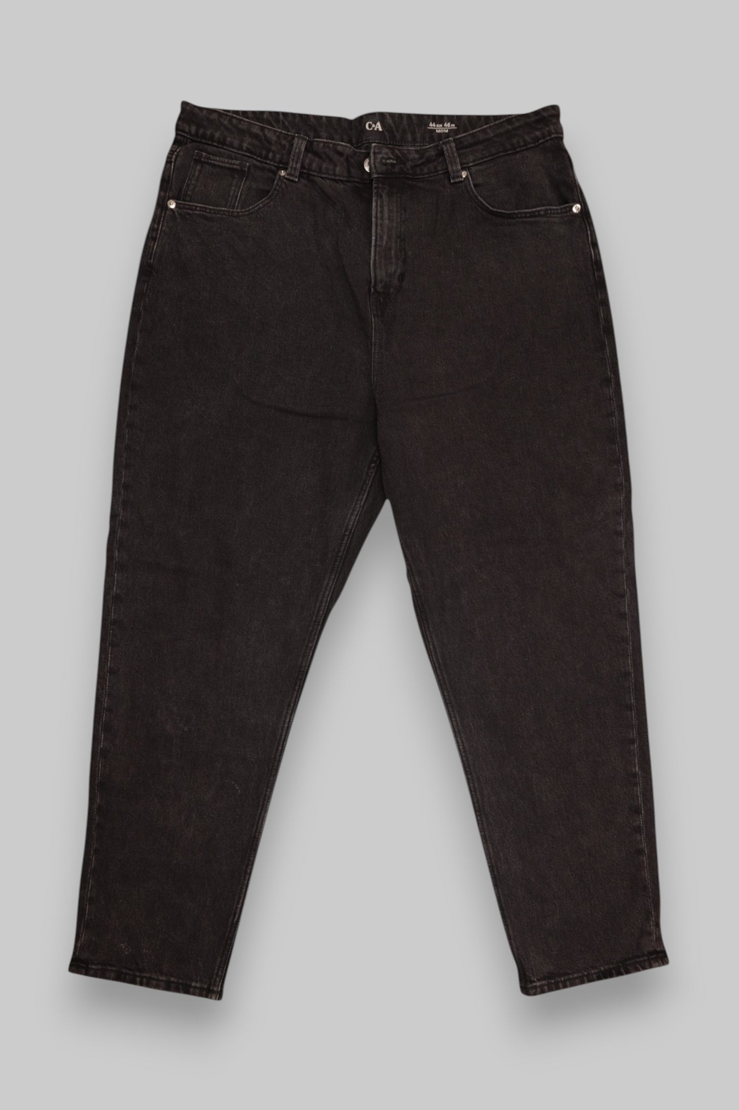C&amp;A MOM Women’s High-Waisted Jeans – Washed Black (EUR 44 / FR 46) Vintage Style. Modern Comfort.