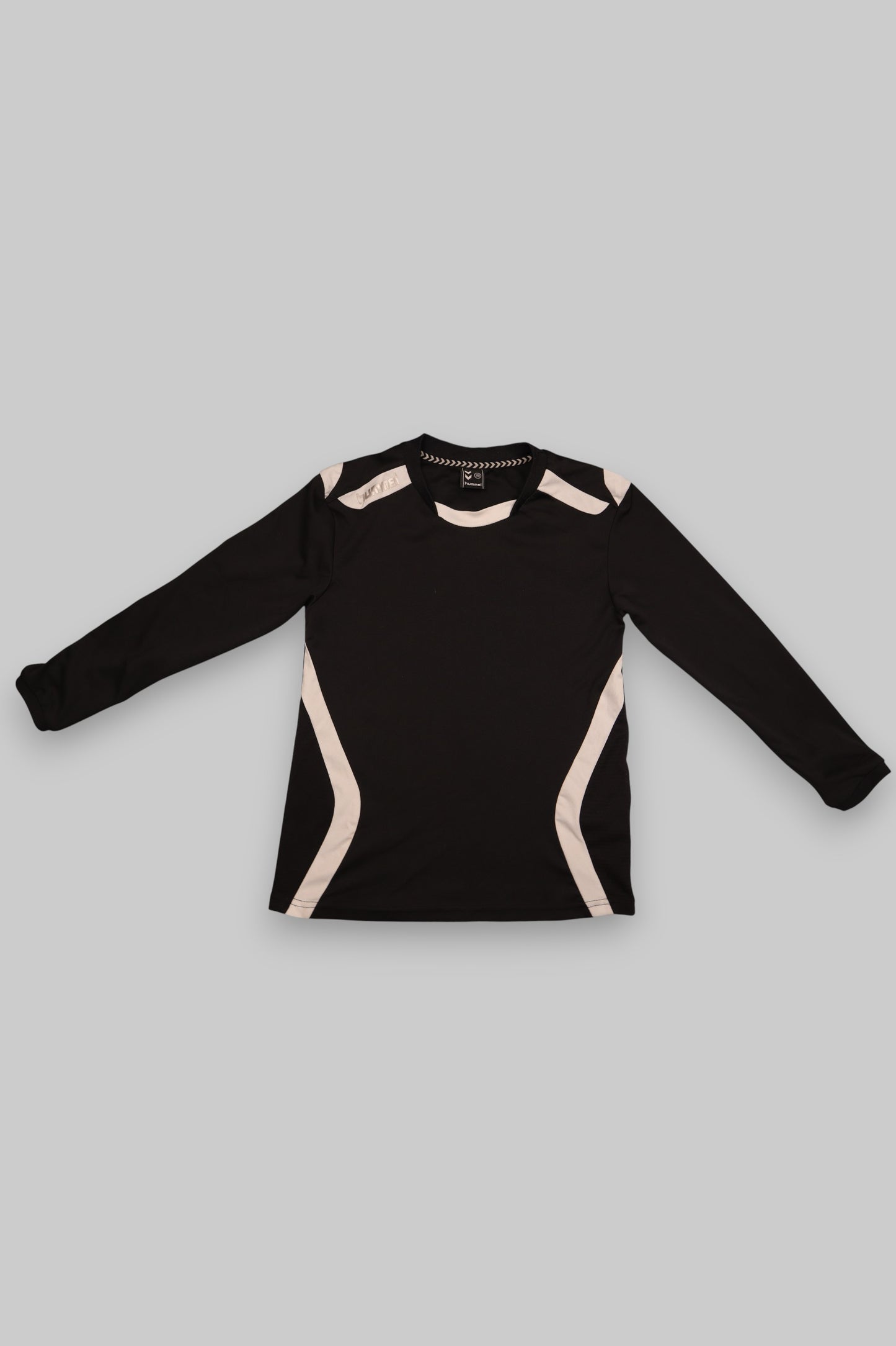 Hummel Youth Long-Sleeve Sports Top – Black with White Accents (Size 140)