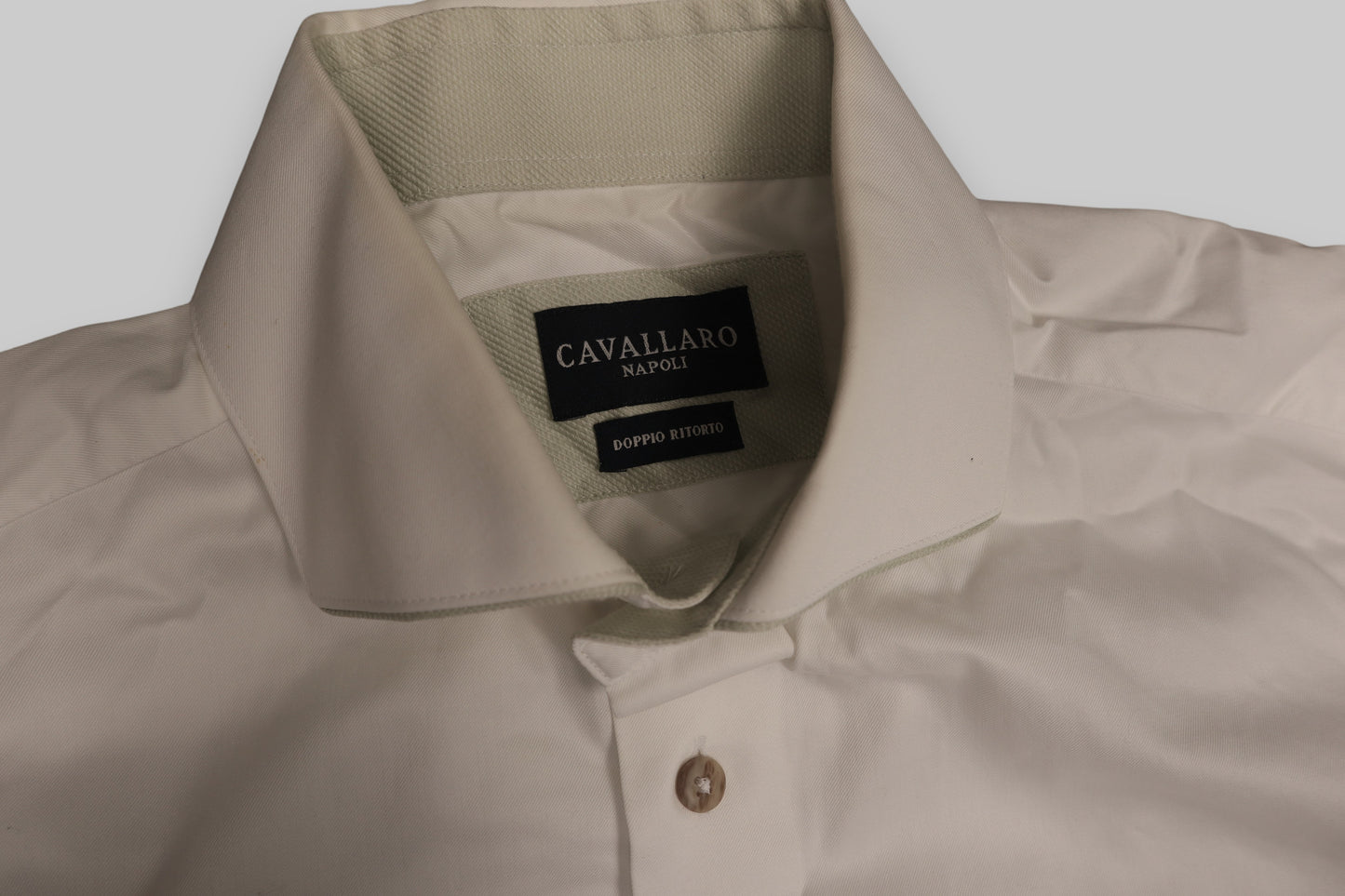 Cavallaro Napoli Men’s Doppio Ritorto Dress Shirt – Off-White / Cream