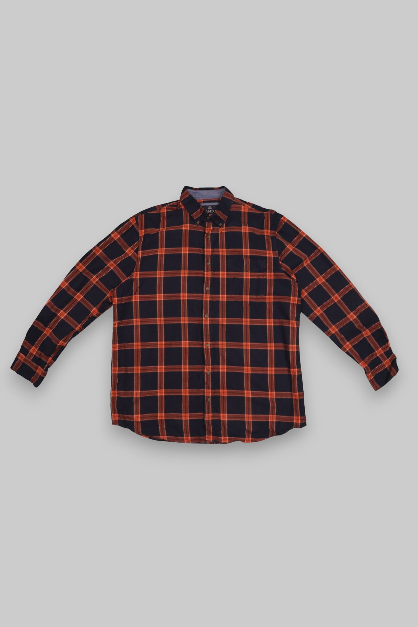 CANDA by C&amp;A Men’s Adventure Explorer Flannel Shirt – Navy, Burnt Orange &amp; White Plaid (Size XL)