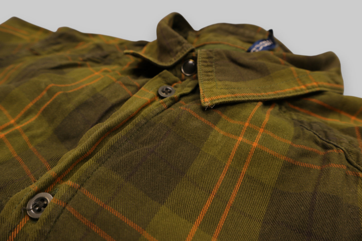 H&amp;M Men’s Long-Sleeve Flannel Shirt – Olive Green with Orange &amp; Yellow Plaid