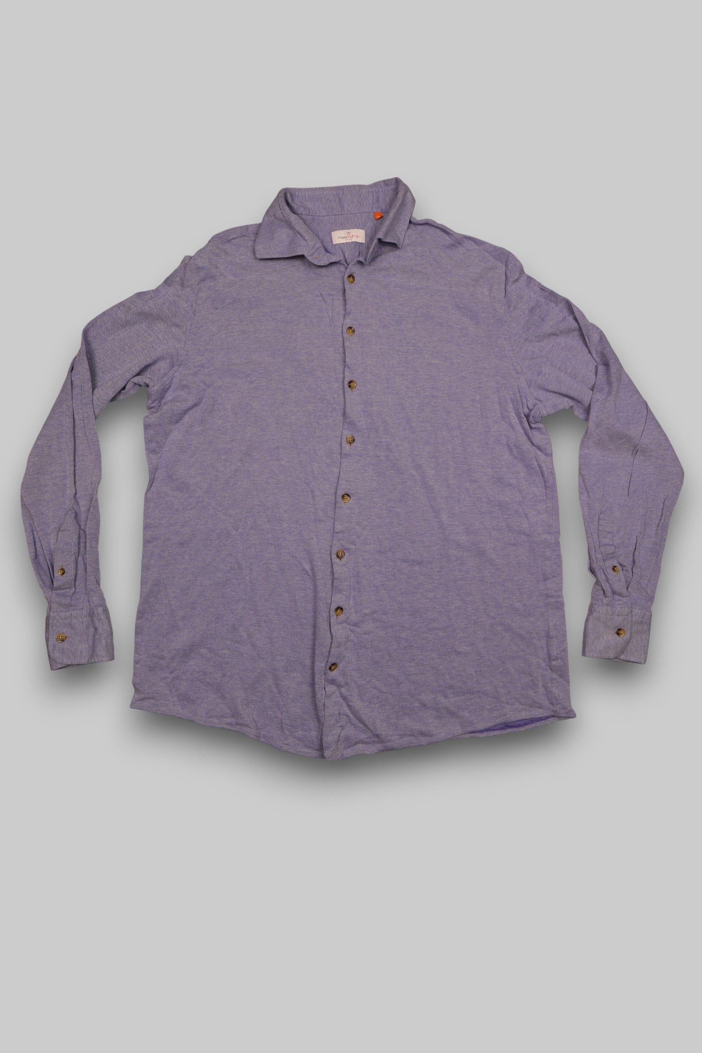 Max Goodman Men’s Long-Sleeve Casual Shirt – Heathered Purple (100% Cotton)