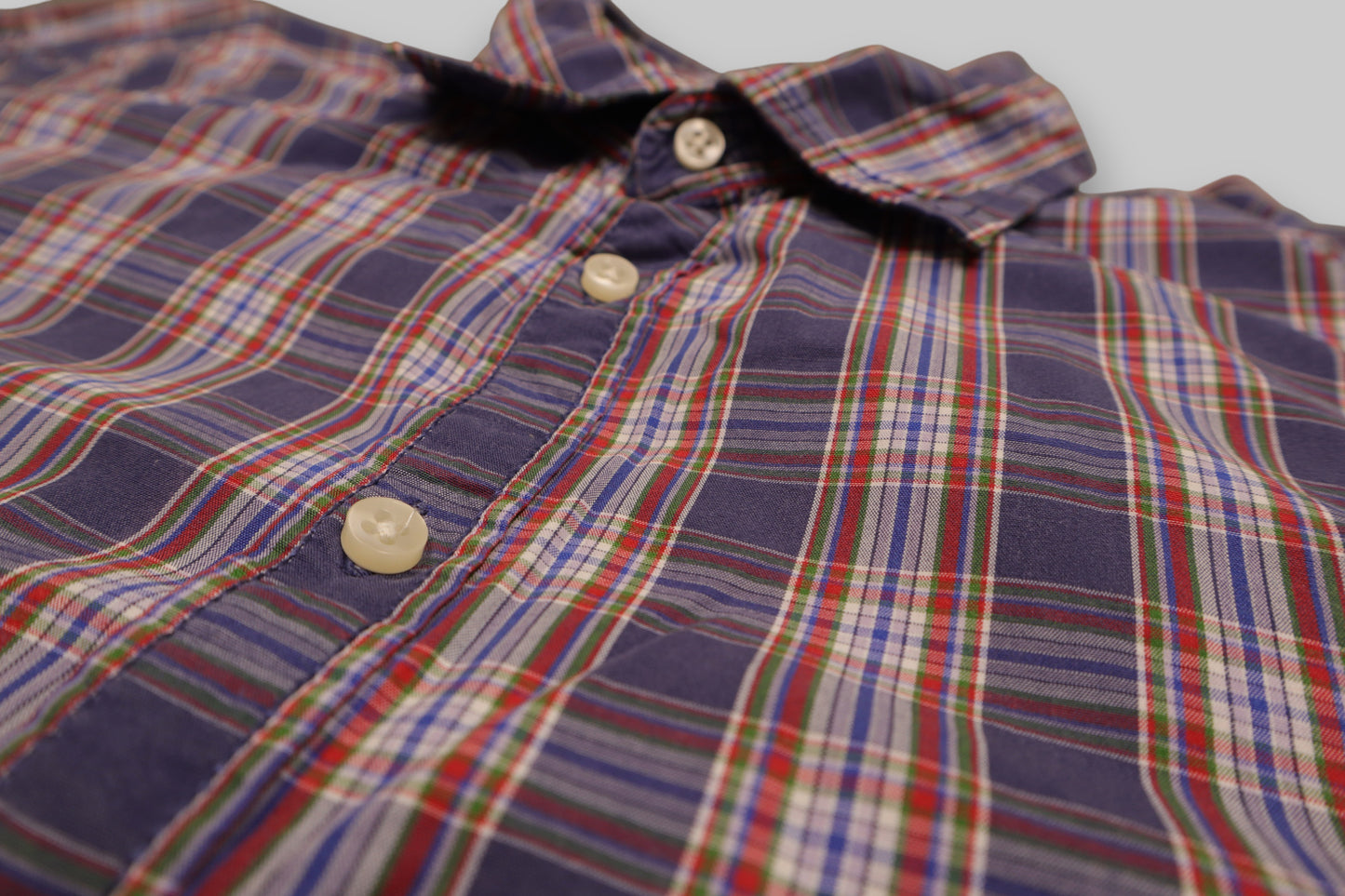 H&amp;M Men’s Long-Sleeve Plaid Shirt – Navy Blue with Multicolor Check (Regular Fit)