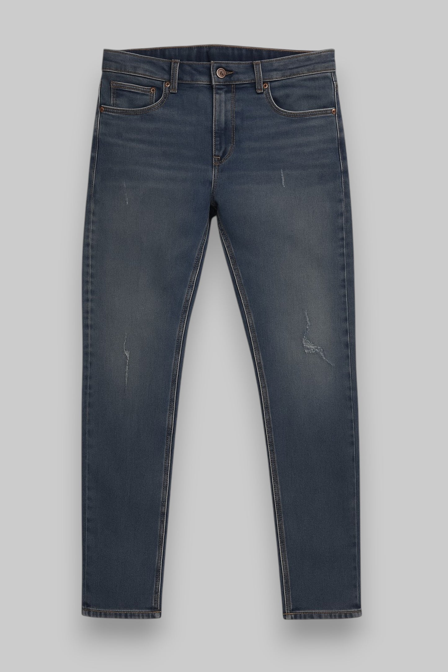 8Denim Slim Fit Jeans – Dark Blue Wash with Distressed Details