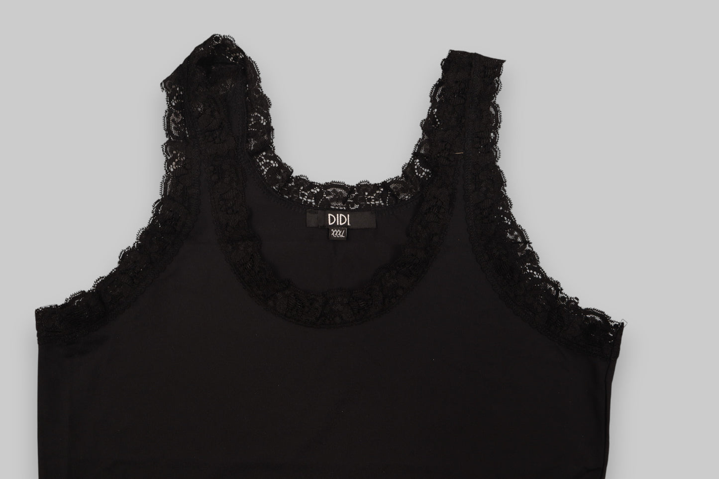 DIDI Women’s Black Lace-Trimmed Tank Top – Size XXXL