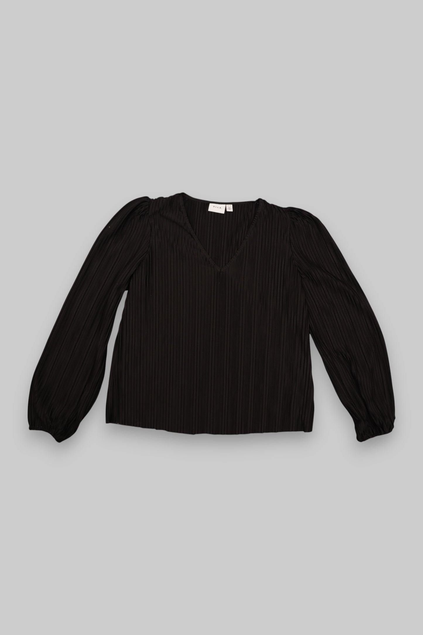 VILA Black Pleated Blouse – Size M