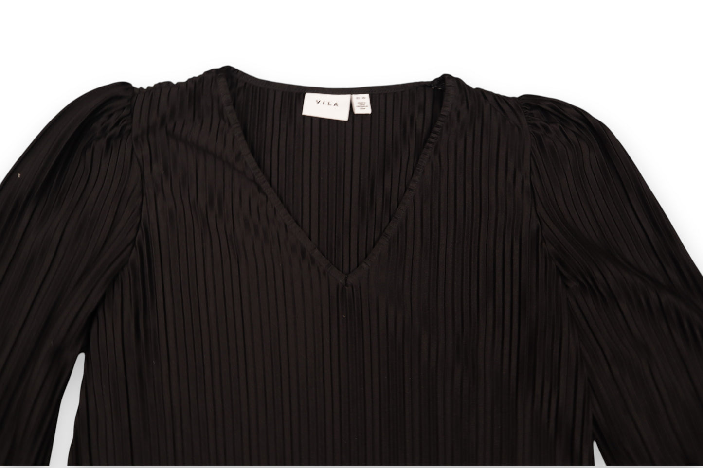 VILA Black Pleated Blouse – Size M