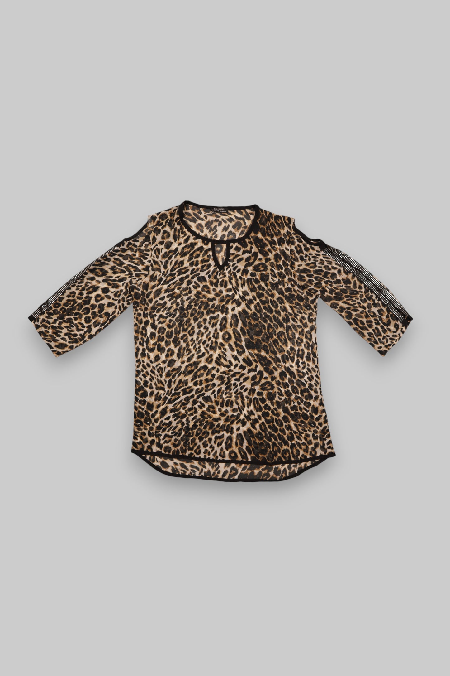 TOPSHOP Leopard Print Cold-Shoulder Blouse