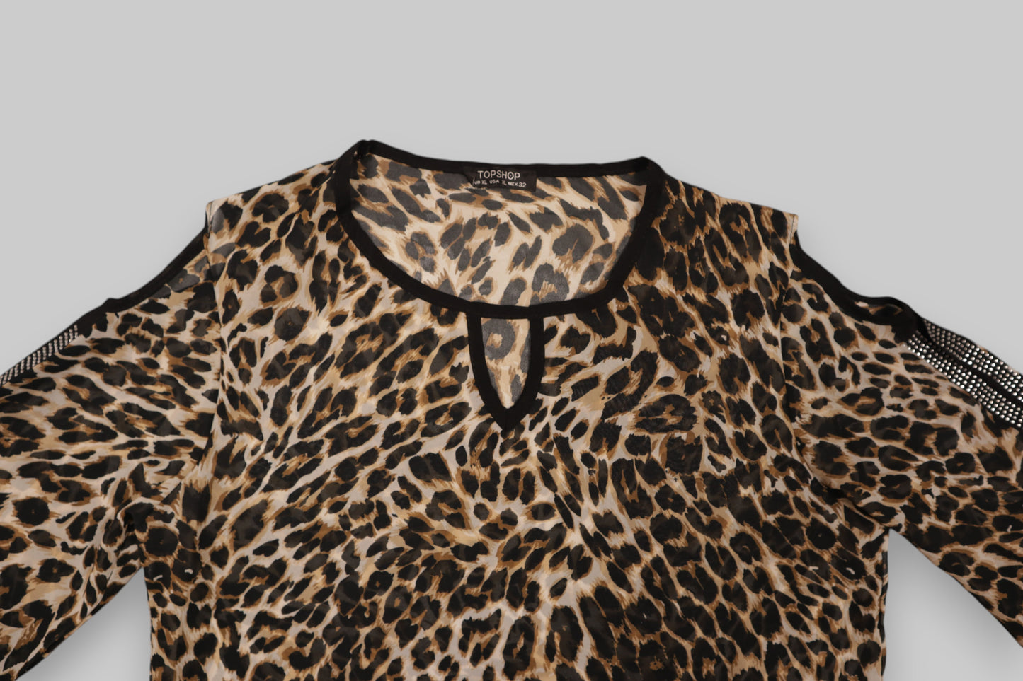 TOPSHOP Leopard Print Cold-Shoulder Blouse