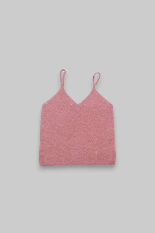 Shimmering Pink Ribbed Knit Camisole