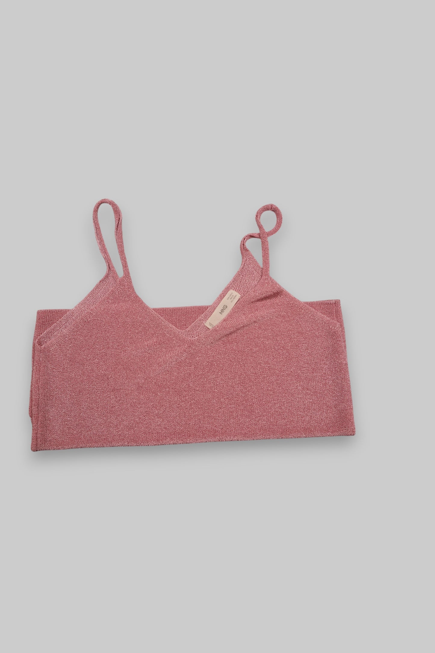 Shimmering Pink Ribbed Knit Camisole