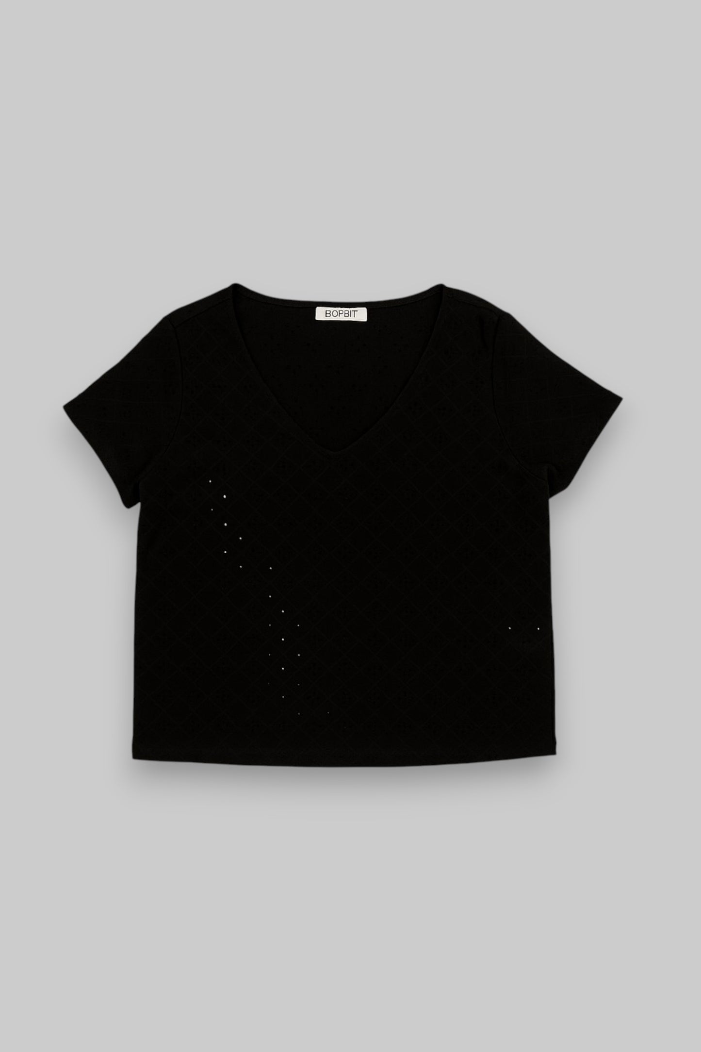 iSPIRIT Black Embroidered Short-Sleeve Blouse –