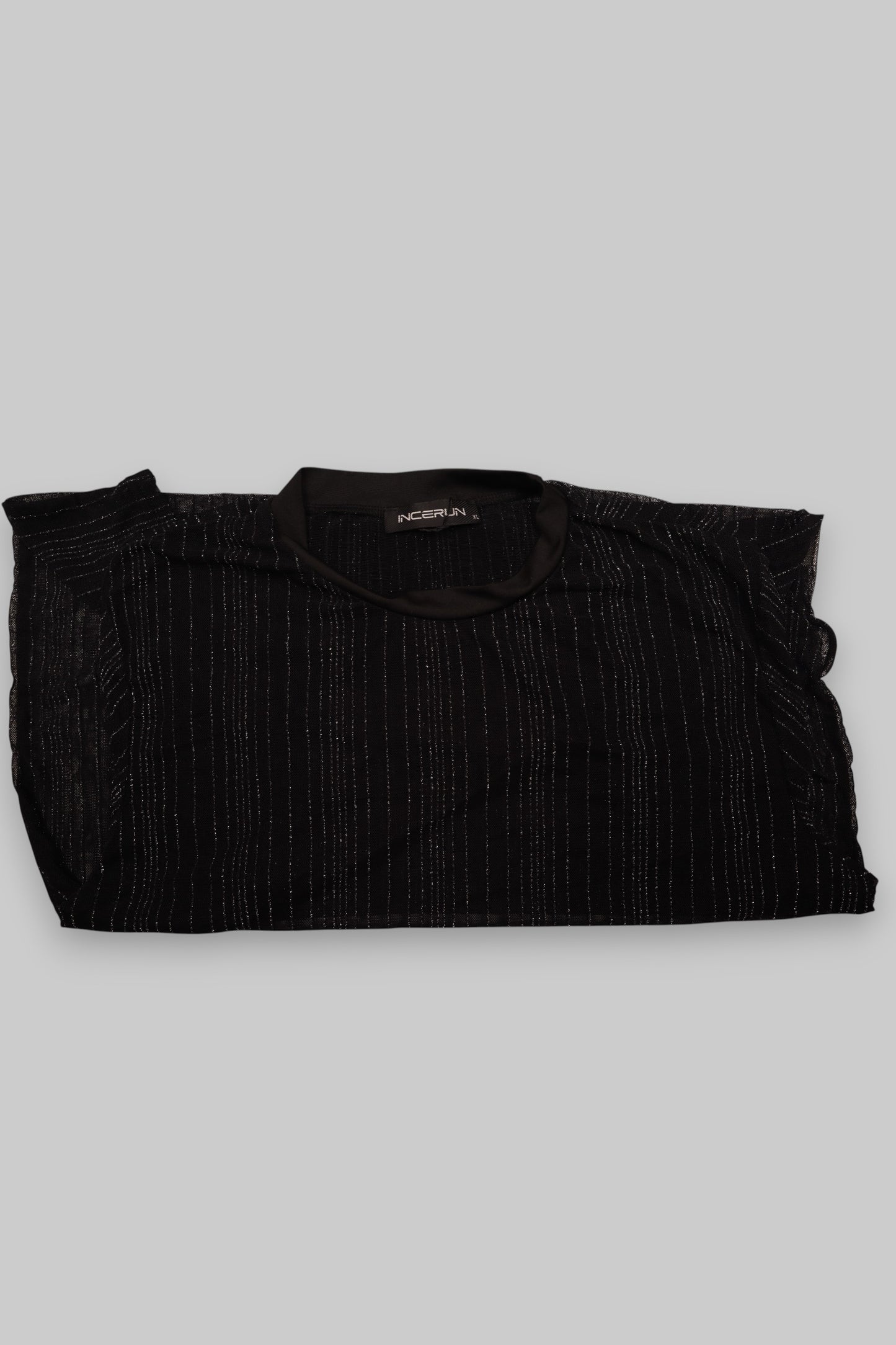 Sheer Black Metallic Thread Top