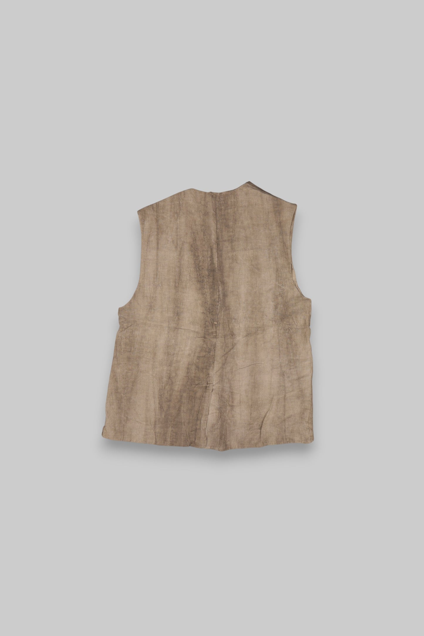Zara Men’s 100% Linen Sleeveless Vest – Taupe Brown (Size M)