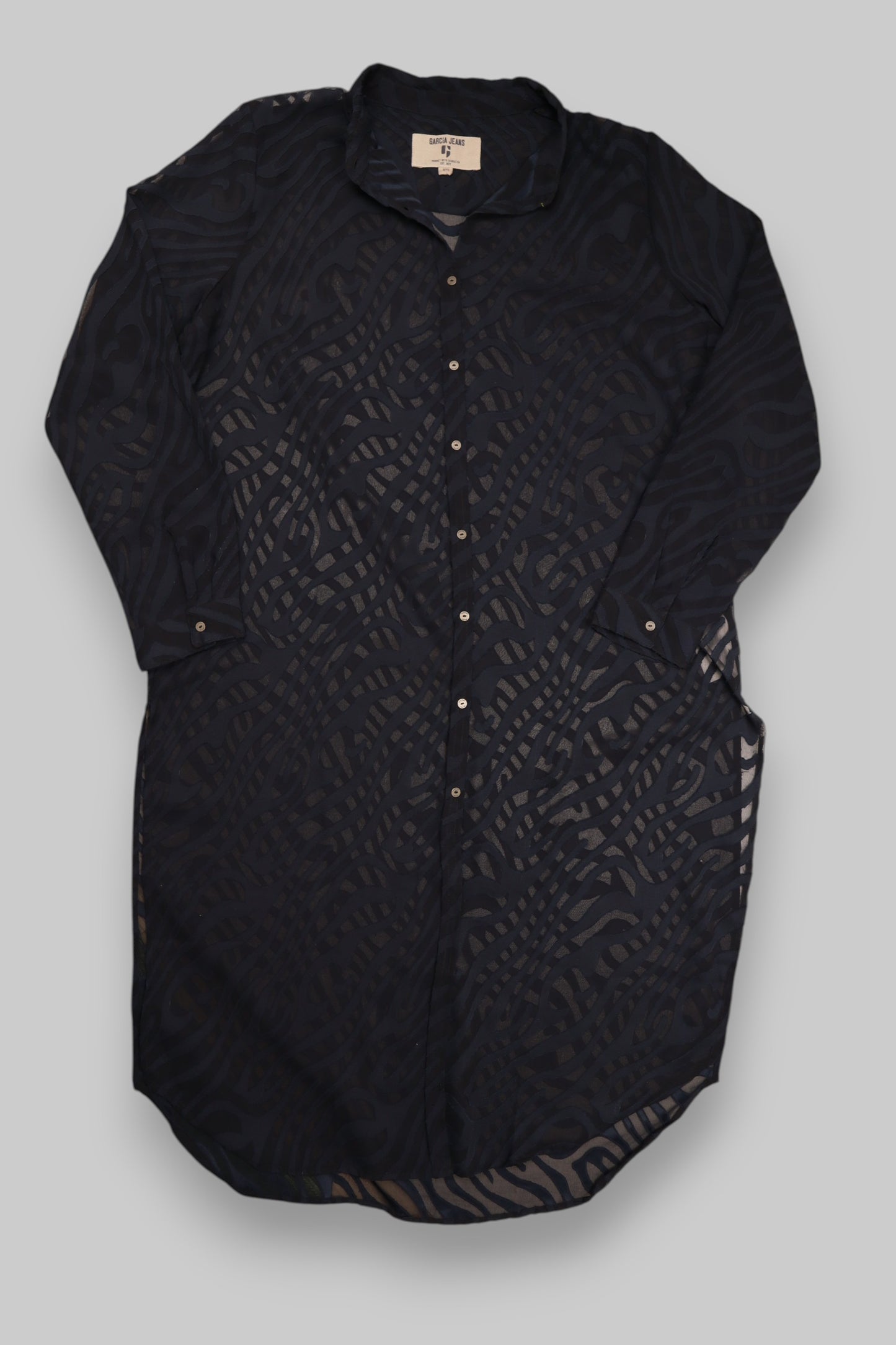 Garcia Jeans Women’s Burnout Velvet Shirt Dress – Navy Blue